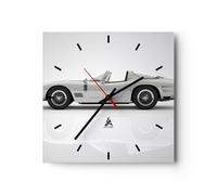Reloj de Pared 30x30cm Reloj de Vidrio Deportivo Coche Antiguo Silencioso