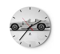 Reloj de Pared 30x30cm Reloj de Vidrio Deportivo Coche Antiguo Silencioso