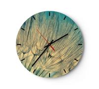 Reloj de Pared 30x30cm Reloj de Vidrio Diente De León Macro Diente De León