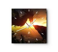 Reloj de Pared 30x30cm Reloj de Vidrio dragón roca criatura Silencioso
