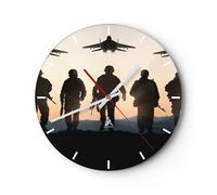 Reloj de Pared 30x30cm Reloj de Vidrio ejército militaria Silencioso Decorativo