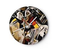 Reloj de Pared 30x30cm Reloj de Vidrio escultura moderna Silencioso Decorativo