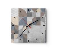 Reloj de Pared 30x30cm Reloj de Vidrio Geometría Arte Piedra Silencioso