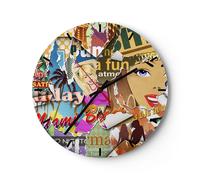 Reloj de Pared 30x30cm Reloj de Vidrio graffiti moderno Silencioso Decorativo