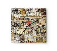 Reloj de Pared 30x30cm Reloj de Vidrio graffiti moderno Silencioso Decorativo