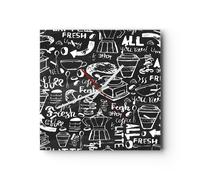 Reloj de Pared 30x30cm Reloj de Vidrio graffiti moderno Silencioso Decorativo