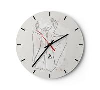 Reloj de Pared 30x30cm Reloj de Vidrio Gráficos Mujer Luz Silencioso Decorativo