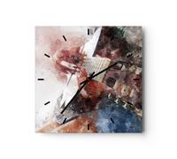 Reloj de Pared 30x30cm Reloj de Vidrio guitarra musica Silencioso Decorativo