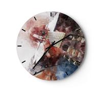 Reloj de Pared 30x30cm Reloj de Vidrio guitarra musica Silencioso Decorativo