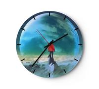 Reloj de Pared 30x30cm Reloj de Vidrio hombre planeta Silencioso Decorativo