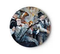 Reloj de Pared 30x30cm Reloj de Vidrio jazz musica musico Silencioso Decorativo