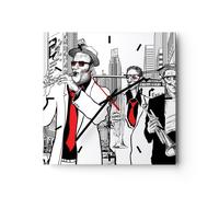 Reloj de Pared 30x30cm Reloj de Vidrio jazz musica musico Silencioso Decorativo