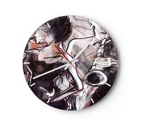 Reloj de Pared 30x30cm Reloj de Vidrio jazz musica musico Silencioso Decorativo