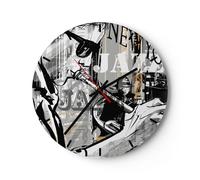 Reloj de Pared 30x30cm Reloj de Vidrio jazz musica musico Silencioso Decorativo