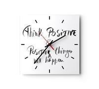 Reloj de Pared 30x30cm Reloj de Vidrio Lema Pensamiento Positivamente Silencioso