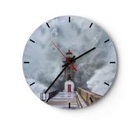 Reloj de Pared 30x30cm Reloj de Vidrio Linterna Mar Tormenta Silencioso