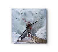 Reloj de Pared 30x30cm Reloj de Vidrio Linterna Mar Tormenta Silencioso