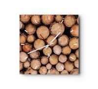 Reloj de Pared 30x30cm Reloj de Vidrio Madera Troncos Troncos Silencioso