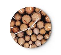 Reloj de Pared 30x30cm Reloj de Vidrio Madera Troncos Troncos Silencioso