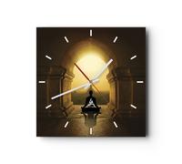 Reloj de Pared 30x30cm Reloj de Vidrio Meditación Templo Sombra Silencioso