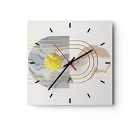 Reloj de Pared 30x30cm Reloj de Vidrio moderno dorado abstracto Silencioso