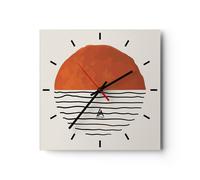 Reloj de Pared 30x30cm Reloj de Vidrio Moderno Sol Mar Silencioso Decorativo