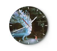 Reloj de Pared 30x30cm Reloj de Vidrio Monstruo Niño Hada Silencioso Decorativo