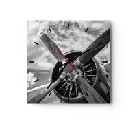Reloj de Pared 30x30cm Reloj de Vidrio Motor Blanco Y Negro Hélice Silencioso