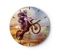 Reloj de Pared 30x30cm Reloj de Vidrio motor deporte casco Silencioso Decorativo