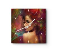 Reloj de Pared 30x30cm Reloj de Vidrio mujer cara Silencioso Decorativo