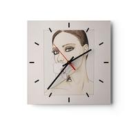 Reloj de Pared 30x30cm Reloj de Vidrio Mujer Silencio Flor Silencioso Decorativo