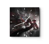 Reloj de Pared 30x30cm Reloj de Vidrio Músico Saxofonista Negro Silencioso