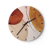 Reloj de Pared 30x30cm Reloj de Vidrio Naranja Abstracción Manchas Silencioso