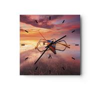 Reloj de Pared 30x30cm Reloj de Vidrio Łódź Oeste El Sol Silencioso Decorativo
