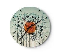 Reloj de Pared 30x30cm Reloj de Vidrio Oeste El Sol Hierba Silencioso Decorativo