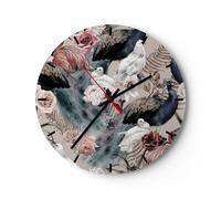 Reloj de Pared 30x30cm Reloj de Vidrio pavos reales pichones flamencos