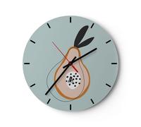 Reloj de Pared 30x30cm Reloj de Vidrio Pera Imagen Juventud Silencioso