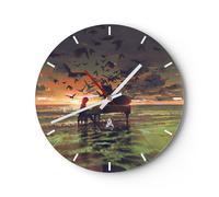 Reloj de Pared 30x30cm Reloj de Vidrio piano musica Silencioso Decorativo