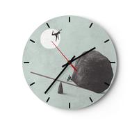 Reloj de Pared 30x30cm Reloj de Vidrio Piedra Palanca Física Silencioso