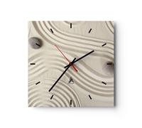 Reloj de Pared 30x30cm Reloj de Vidrio Piedras Figuras Arena Silencioso