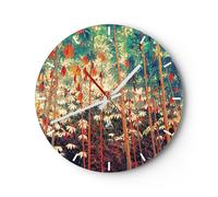 Reloj de Pared 30x30cm Reloj de Vidrio Plantas Tropicales Naranja Silencioso
