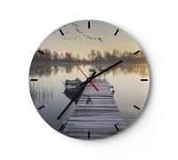 Reloj de Pared 30x30cm Reloj de Vidrio Puente Oeste El Sol Silencioso Decorativo