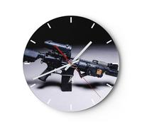 Reloj de Pared 30x30cm Reloj de Vidrio rifle ejercito Silencioso Decorativo