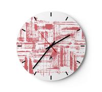 Reloj de Pared 30x30cm Reloj de Vidrio rojo textura patrón Silencioso Decorativo