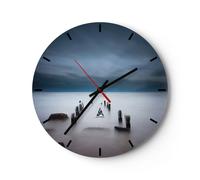 Reloj de Pared 30x30cm Reloj de Vidrio Rompeolas Niebla Noche Silencioso