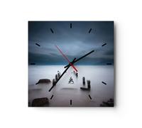 Reloj de Pared 30x30cm Reloj de Vidrio Rompeolas Niebla Noche Silencioso