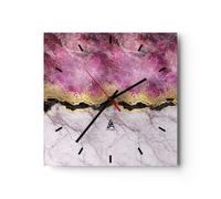Reloj de Pared 30x30cm Reloj de Vidrio Rosa Oro Fondo Silencioso Decorativo