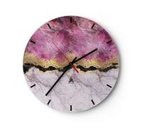 Reloj de Pared 30x30cm Reloj de Vidrio Rosa Oro Fondo Silencioso Decorativo