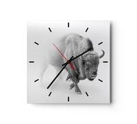 Reloj de Pared 30x30cm Reloj de Vidrio Sabio Blanco Y Negro Luz Silencioso