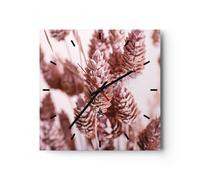 Reloj de Pared 30x30cm Reloj de Vidrio Secos Flor Eco Silencioso Decorativo